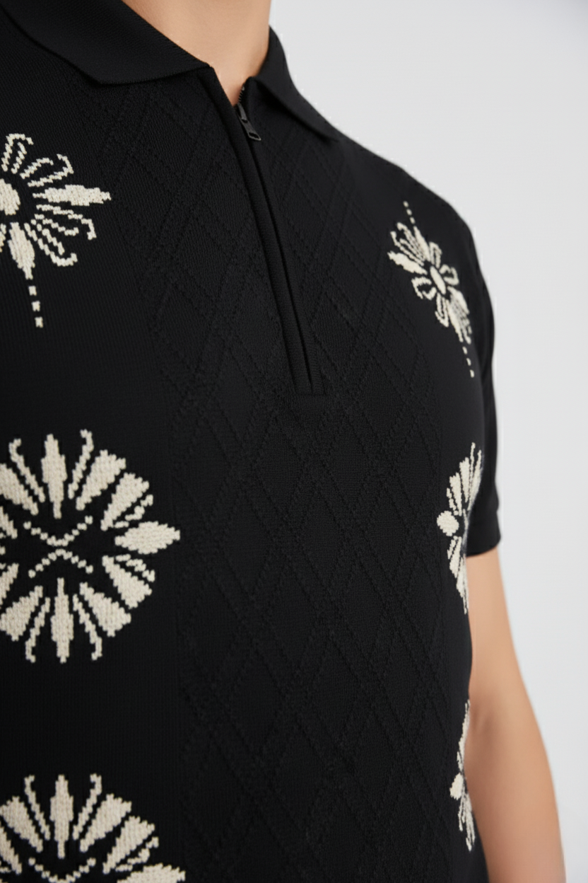 Floral Texture Polo