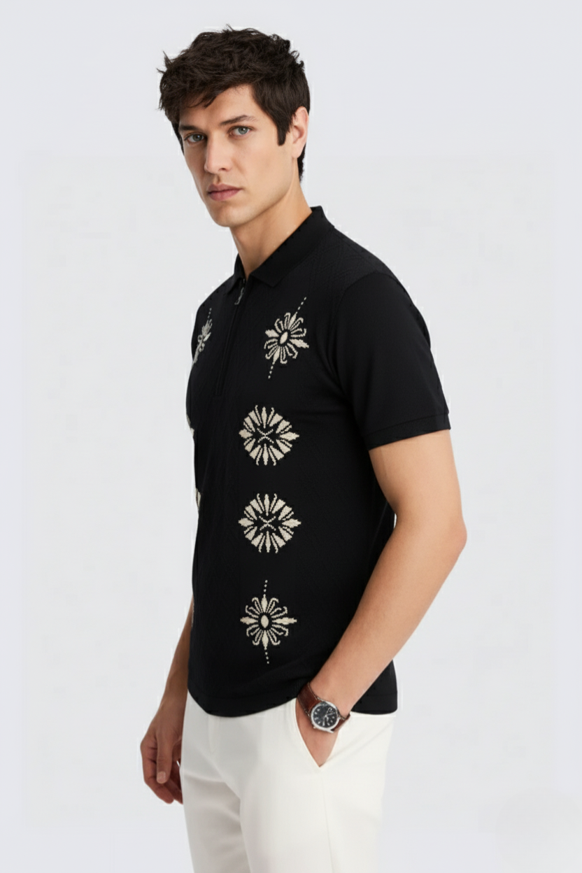 Floral Texture Polo