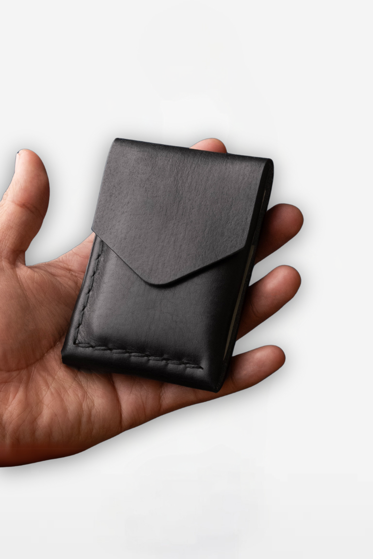 Black leather wallet for men