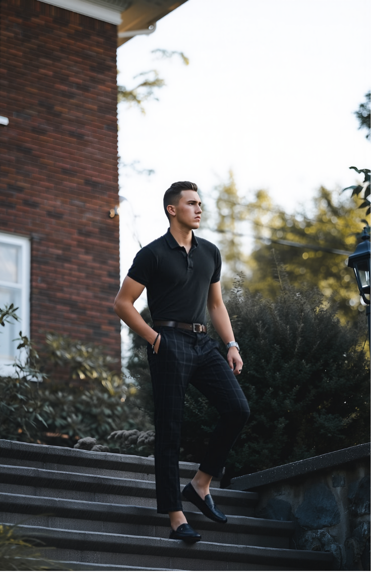 no fade black polo shirt for men