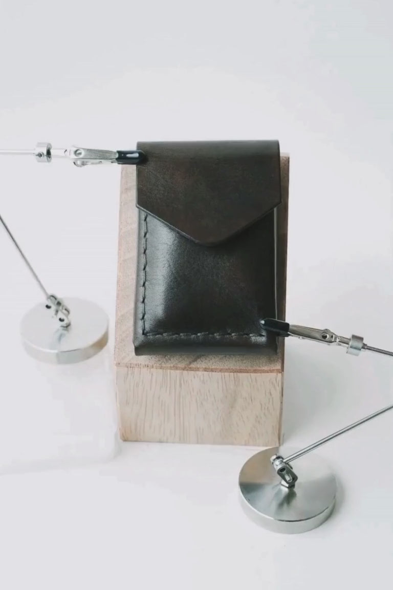 Black leather wallet for men