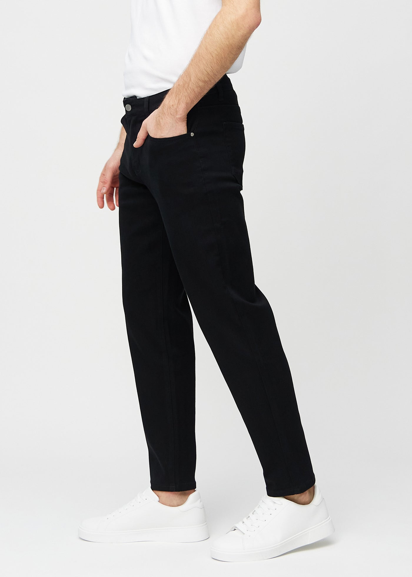 No Fade Black Jeans for Men Straight Fit Stretch Denim